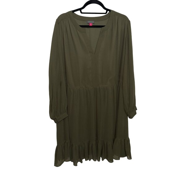 Vince Camuto Solid Long-Sleeve Split-Neck Tiered baby Doll Dress Size 2X - Picture 4 of 15